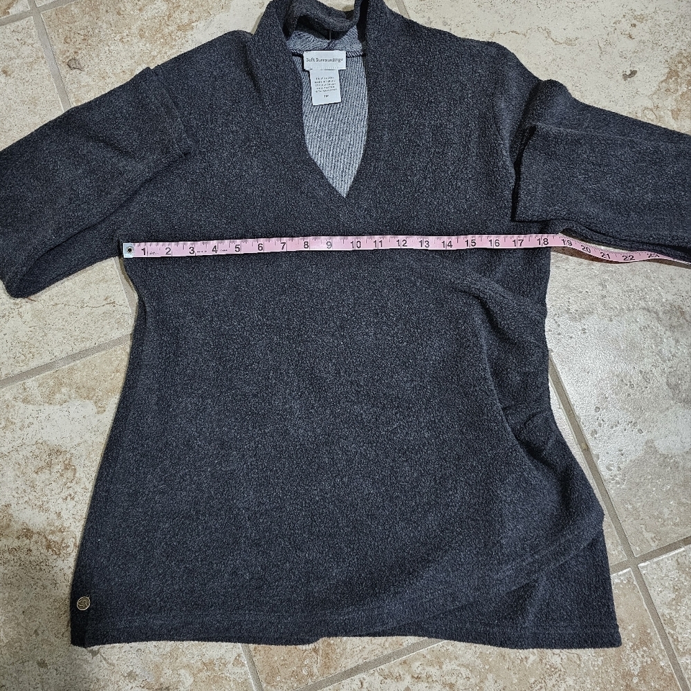 Soft Surroundings Womens Petite Medium Charcoal Faux Wrap Sweater Cozy Preppy - Picture 5 of 6